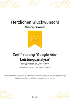 Сертификат Google Ads Leistungsanalyse
