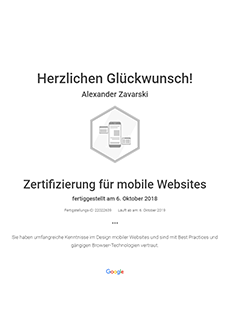 Сертификат Google по мобильным сайтам